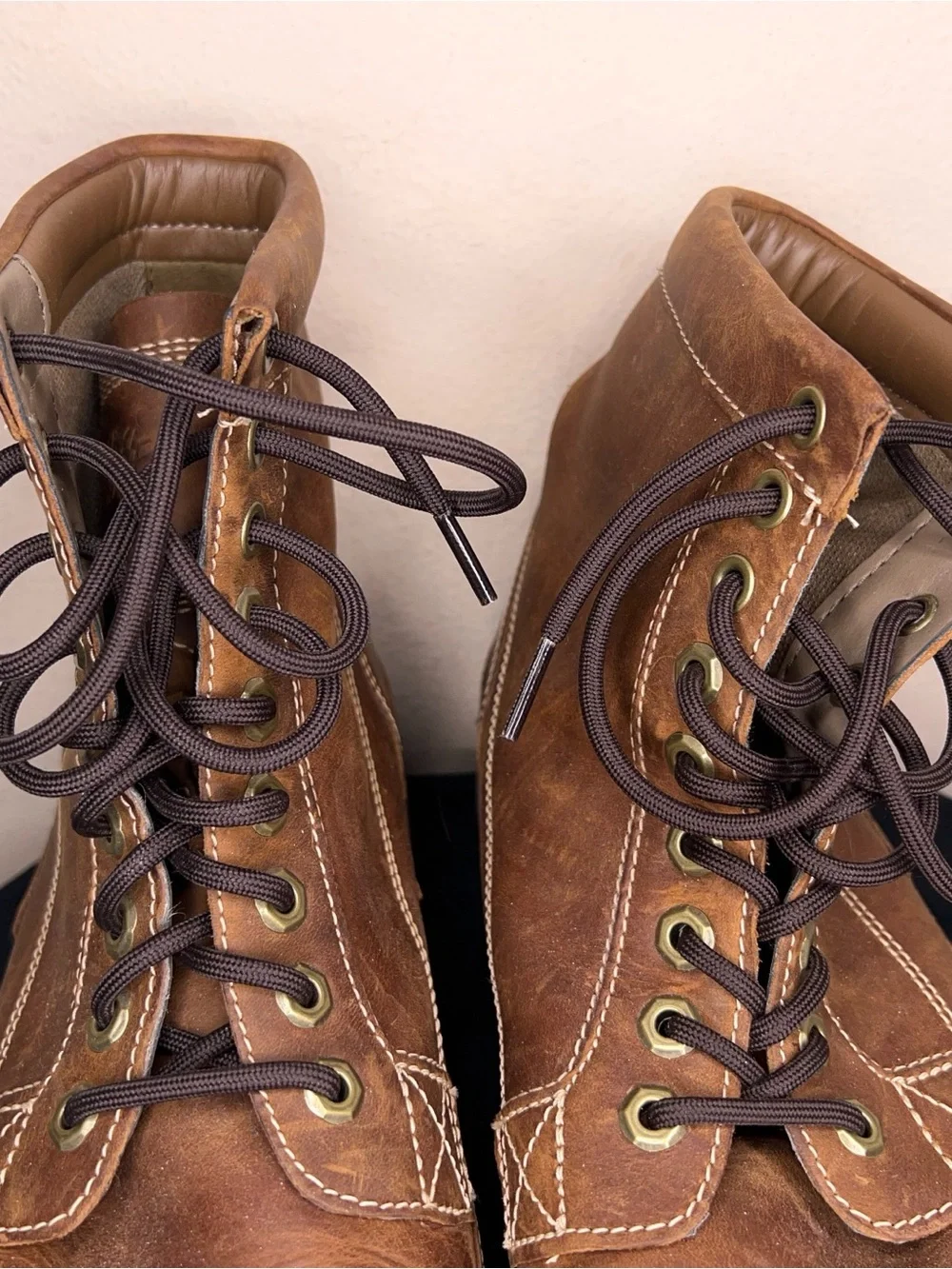 Mens 10.5W Timberland Brown Tan Earthkeeper Leather Boots Outdoor Hiking Combat